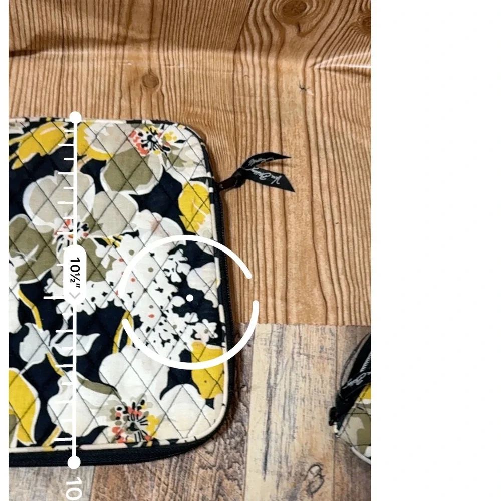 Vera Bradley Tech Case‎ & Coin Purse Set – Yellow/Black Floral – Quilted Cotton